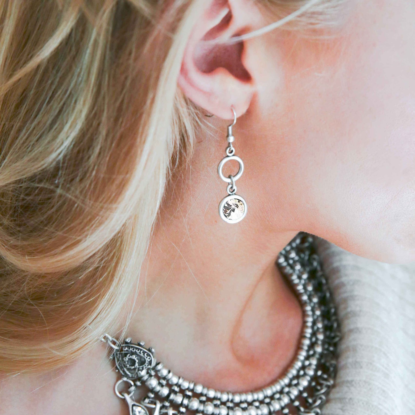 Aqua Earrings - Crystal Clear - Treaty Jewellery Australia